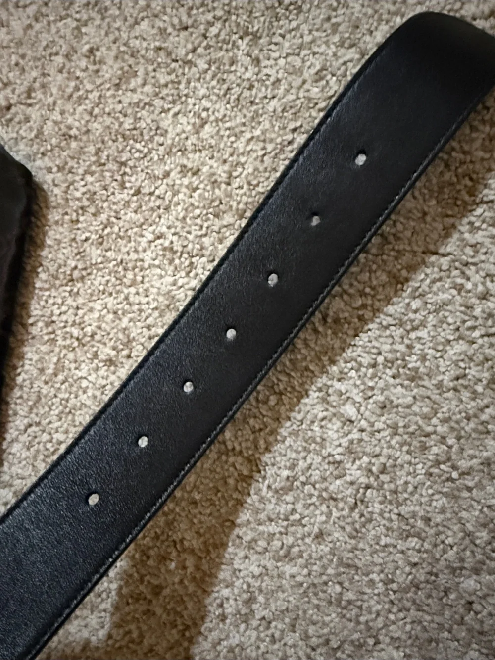 Gucci Black Leather Belt with Pearl-Embellished Double G Gold Buckle & dustbag
